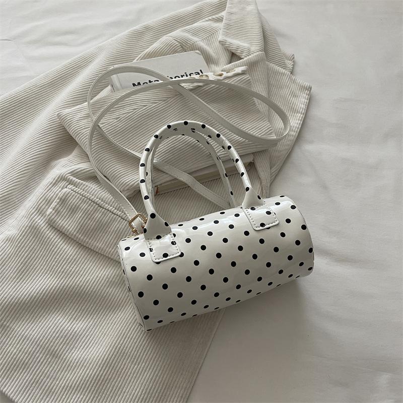 Damen Mode Gepunkteter Zylinder Schulter Crossbody Handtasche Für Den Täglichen Gebrauch