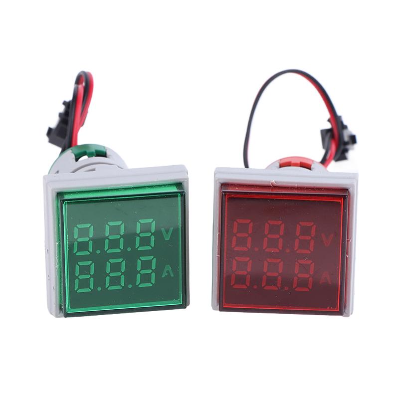 Mini Dual Display Voltmeter Ammeter Ad16-22Vams 220V Square Led Digital Ammeter Voltage Current Meter Voltammeter