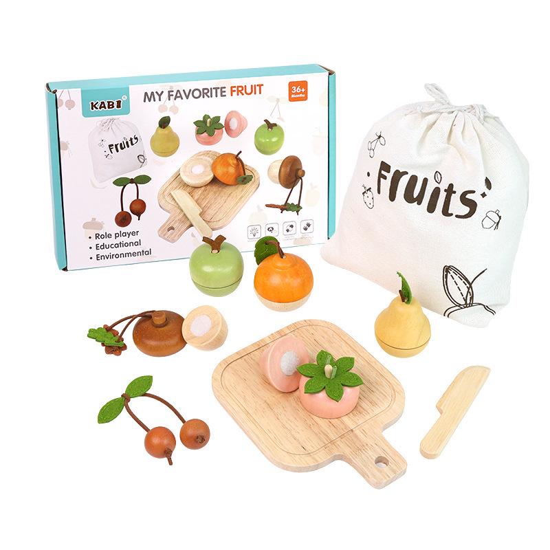 Kids Wooden Fruit & Veggie Cutting Playset – Educational Role-Playing Toy