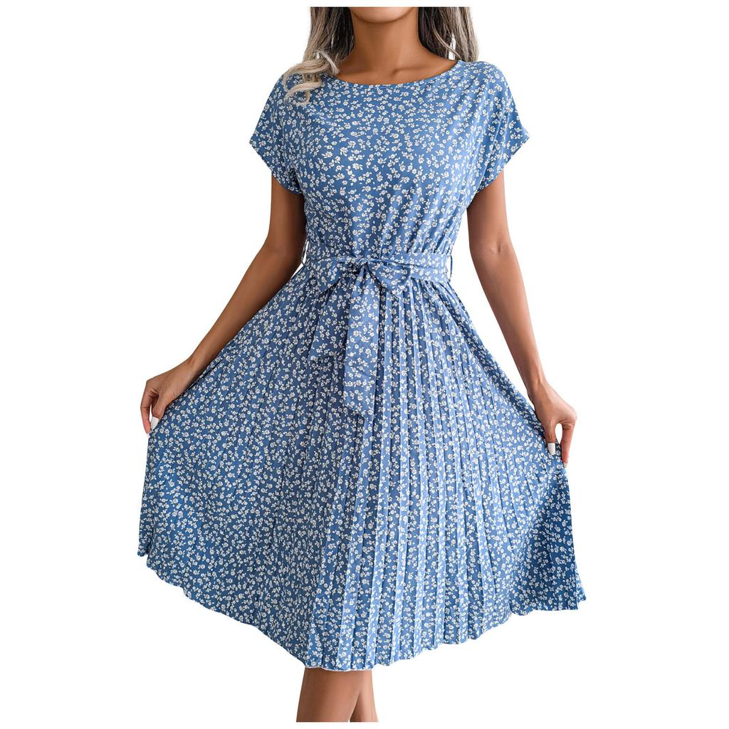 Fashion Women's Summer Round Neck Casual Fashion Printed Pullover  Dress