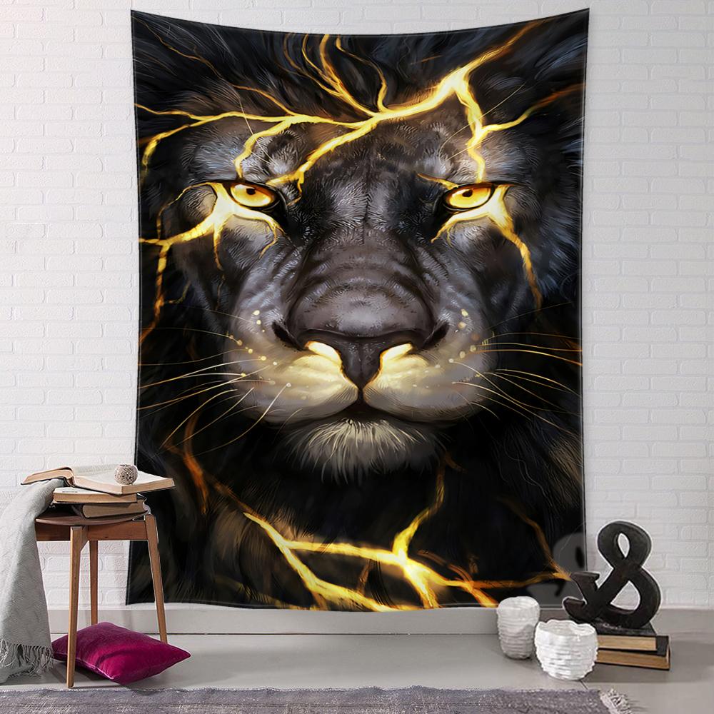 Psychedelic Lion Tapestry Wall Hanging Mysterious Abstract Animal Art Living Room Bohemian Hippie Dormitory Home Decor