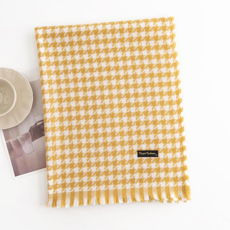 Novo Inverno 2024 Cachecol Grade Mil Aves Moda Commuter Proteção Frio Pescoço Cachecol Caxemira Imitação com Sensação de Alta Qualidade Xale