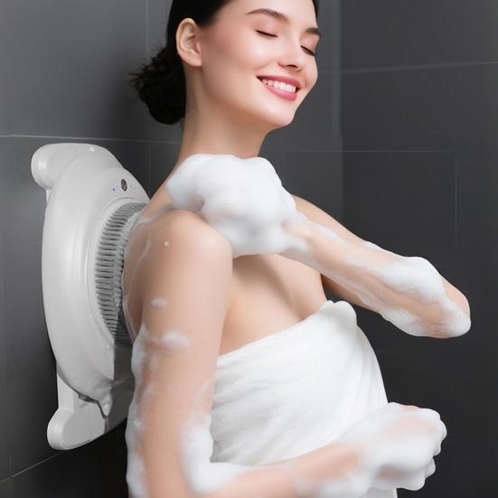 Automatický masážní kartáč na záda Elektrický tělový exfoliátor a masážní přístroj Nástěnný vodotěsný sprchový kartáč pro hloubkové čištění