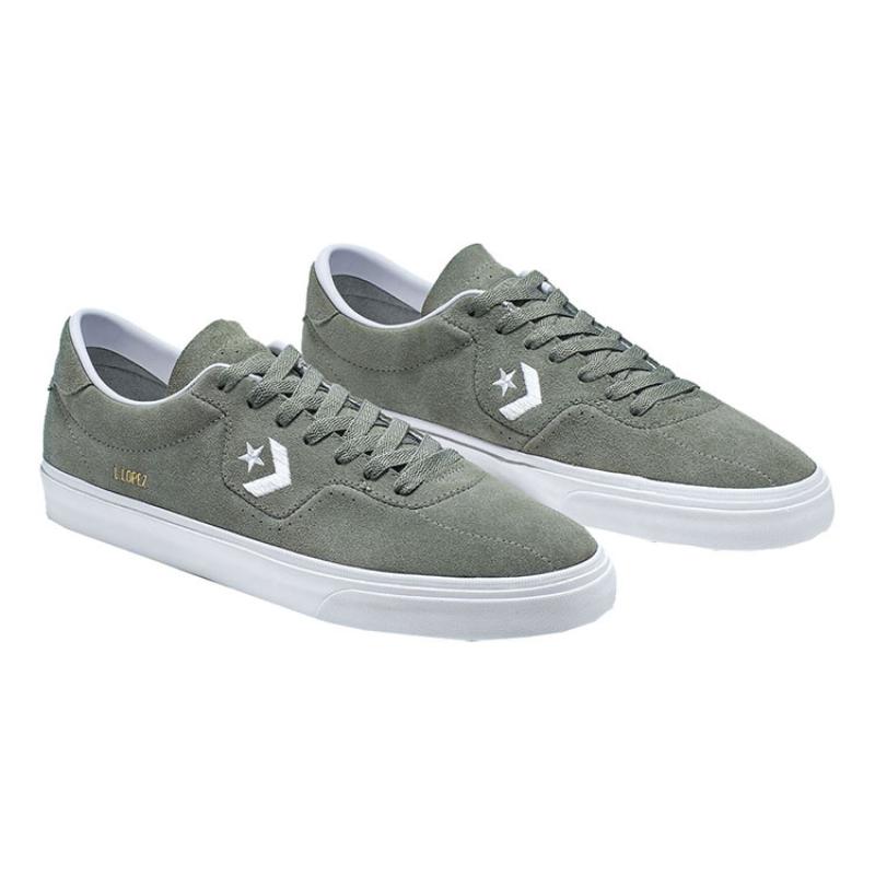 Converse Louie Lopez Pro Low Top Anti-Slip Shock Absorption Low-Top Board Shoes Unisex Green and White