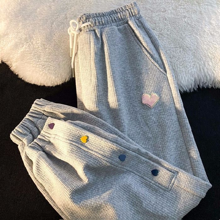 Waffle Pants for Women's Spring and Summer Thin Design Niche Casual Sports Feet Pants