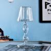 European Style Transparent Glass Desk Lamp Shaped Candlestick with High Foot Striped Candlestick and Creative Home Decoration