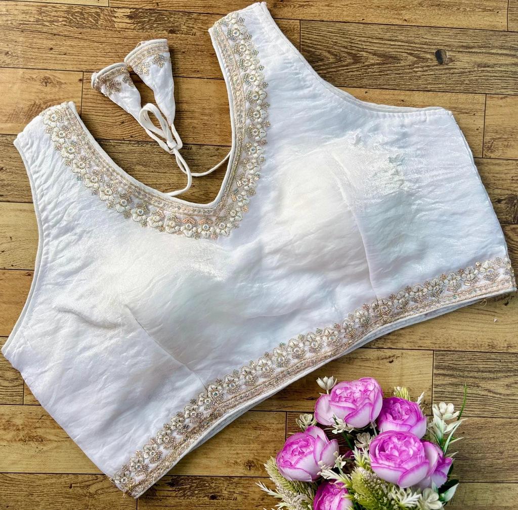 Blusa sin mangas de mezcla de seda para mujer Ropa de fiesta india Diseñador Étnico Choli