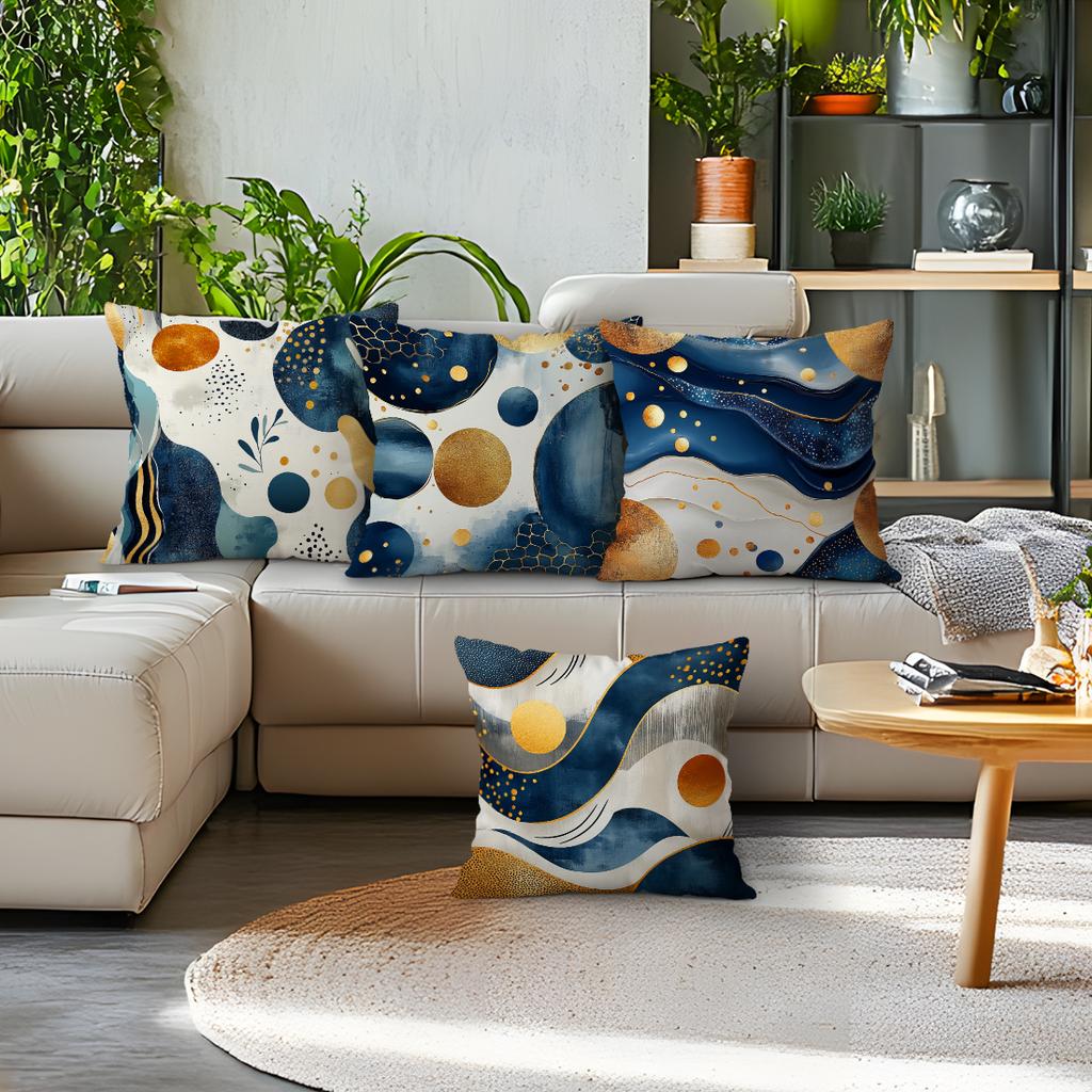 Blue Abstract Geometry Cushions Pillowcase Polyester Cushion Cover Throw Pillow Sofa Decoration Pillowcover Home Room Decor