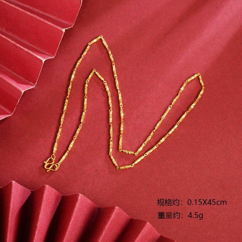 

Vietnamese solid gold-plated necklace, brass vacuum electroplated men s hexagonal bar necklace K Gold bamboo knot necklace for women X4718Pure hexagon0.15x45c