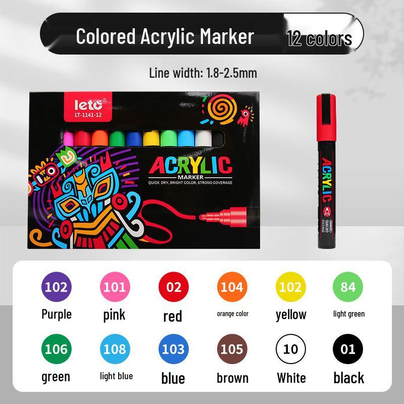 Letu Acrylic Paint Marker Pen Set for Journals, Writing, Graffiti, and DIY Projects