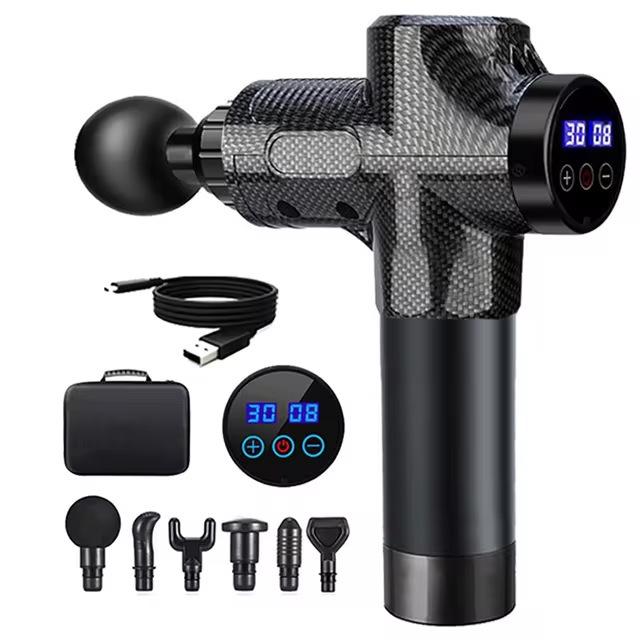 

Portable Rechargeable Silent Muscle Relaxer & Neck Massage Gun 12V Black Type-C Charging + Cloth Bag
