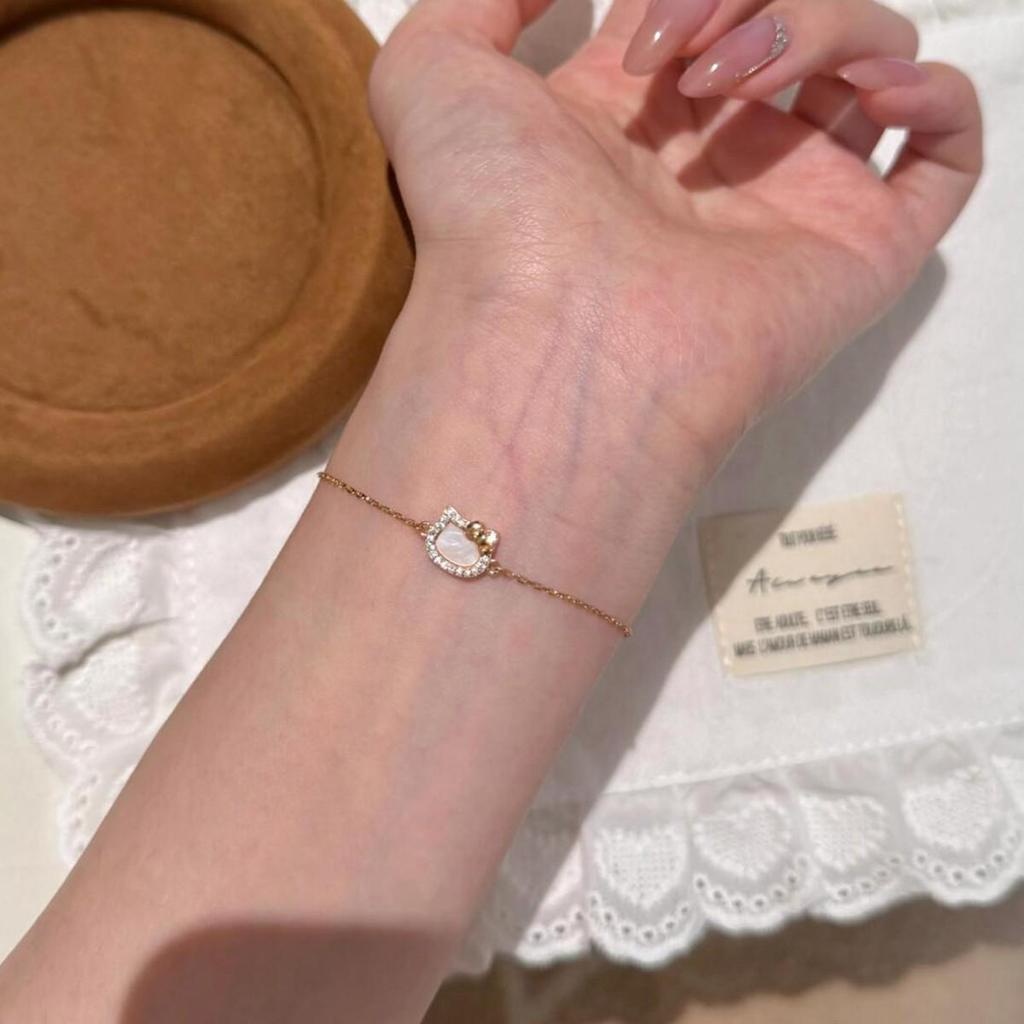 Seeking Light S925 Sterling Silver Cat Pendant Necklace with Sparkly Bow and Diamonds