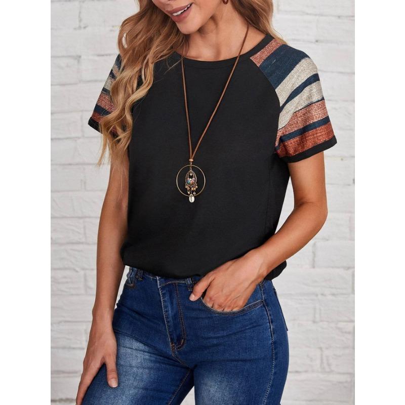 Sommar Rund Hals 3D Leopardtryck Retrotryck Topp Trendiga Casual Kortärmade Dam T-shirts