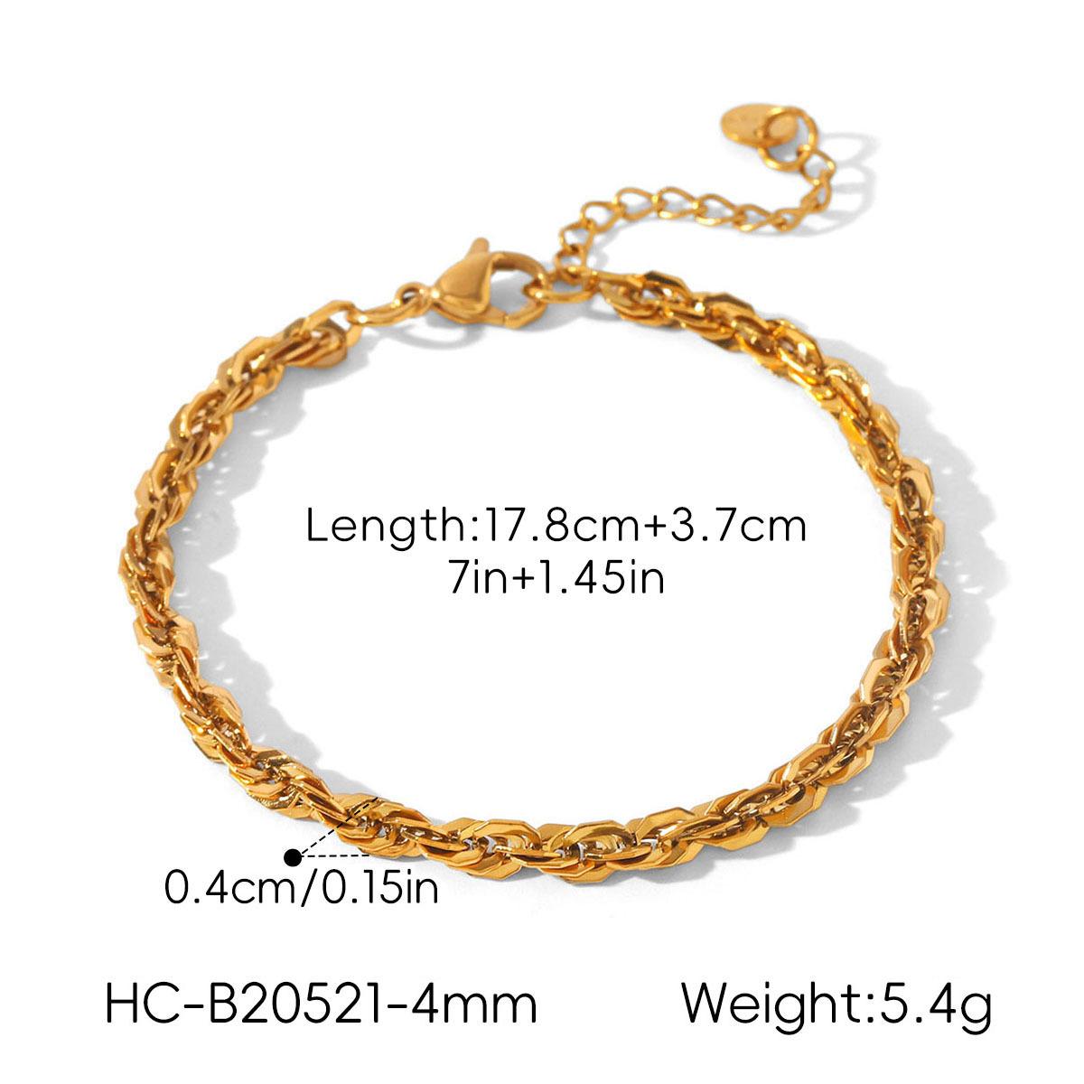 Euro-American Ins style 18k gold stainless steel thick rope bracelet for women, non-fading titanium steel necklace