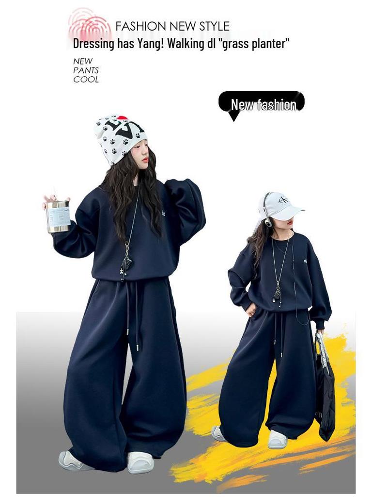 Mädchen 2025 Modische Frühling/Herbst Sportbekleidung Zweiteiliges Sweatshirt-Set