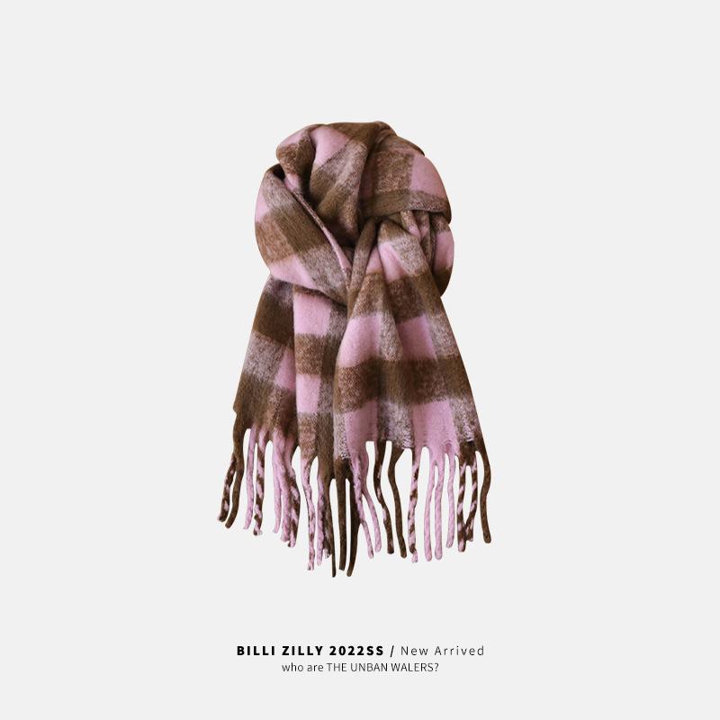 

Yu Shuxin scarf winter women s high-end mohair plaid shawl versatile warm thickened scarf 40*230cm