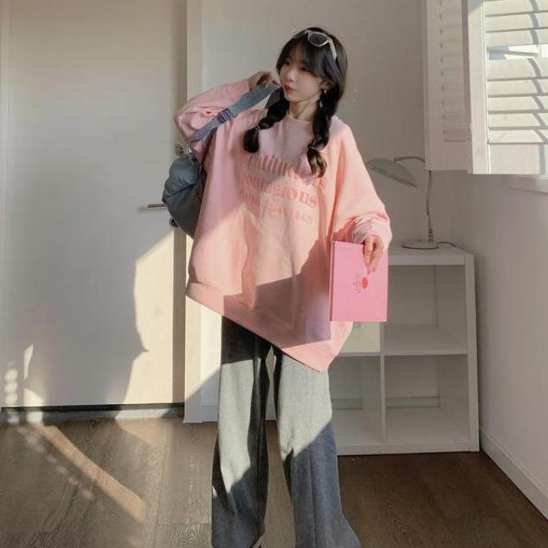 Vrouwen Lange Mouw O Hals Losse Truien Vrouwelijke Tops Effen Kleur Sweatshirts