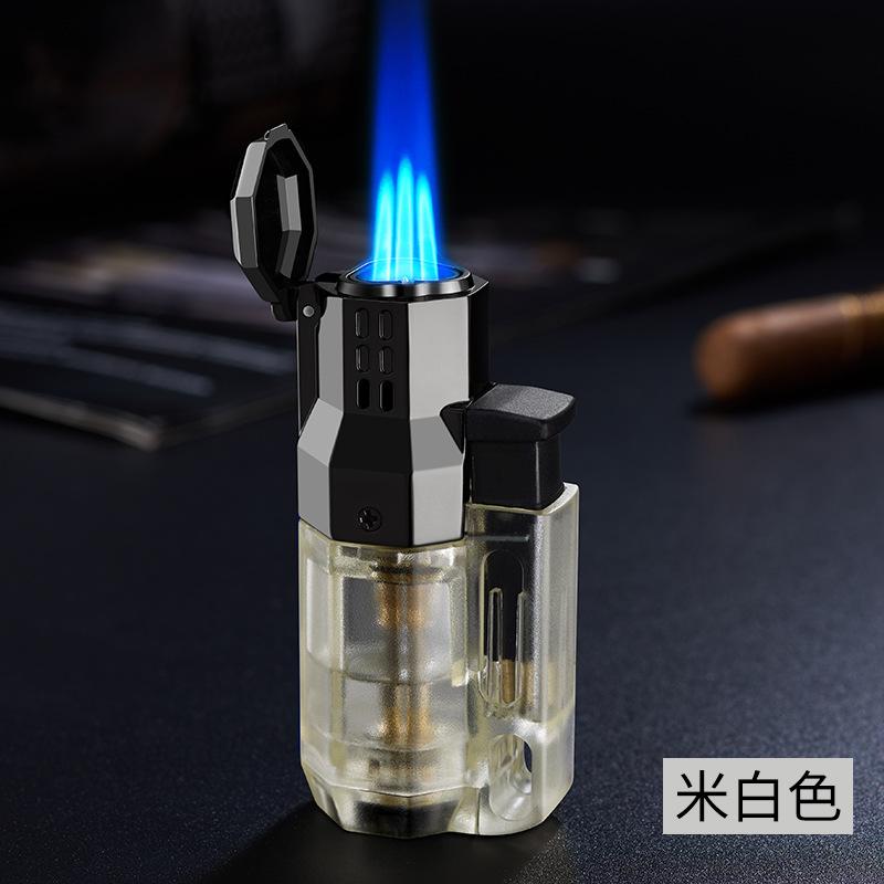 New Three Hole Straight Forward Windproof Lighter Outdoor Portable Cigarette Lighter Men's Cigarette Accessories Gift