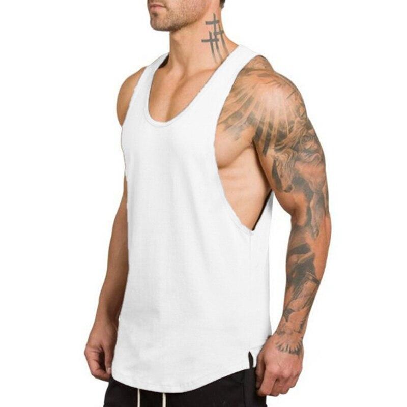 6689 Blank Mesh Slim Fitness Vest Men&#39;s European and American Arc Hem Sports GYM Bottoming Breathable Quick-drying Shoulder 6689