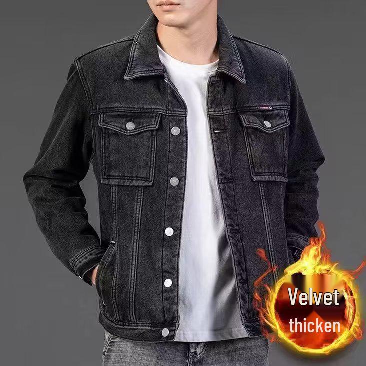 Men's Trendy 2021 Slim Fit Denim Jacket with Fleece Lining