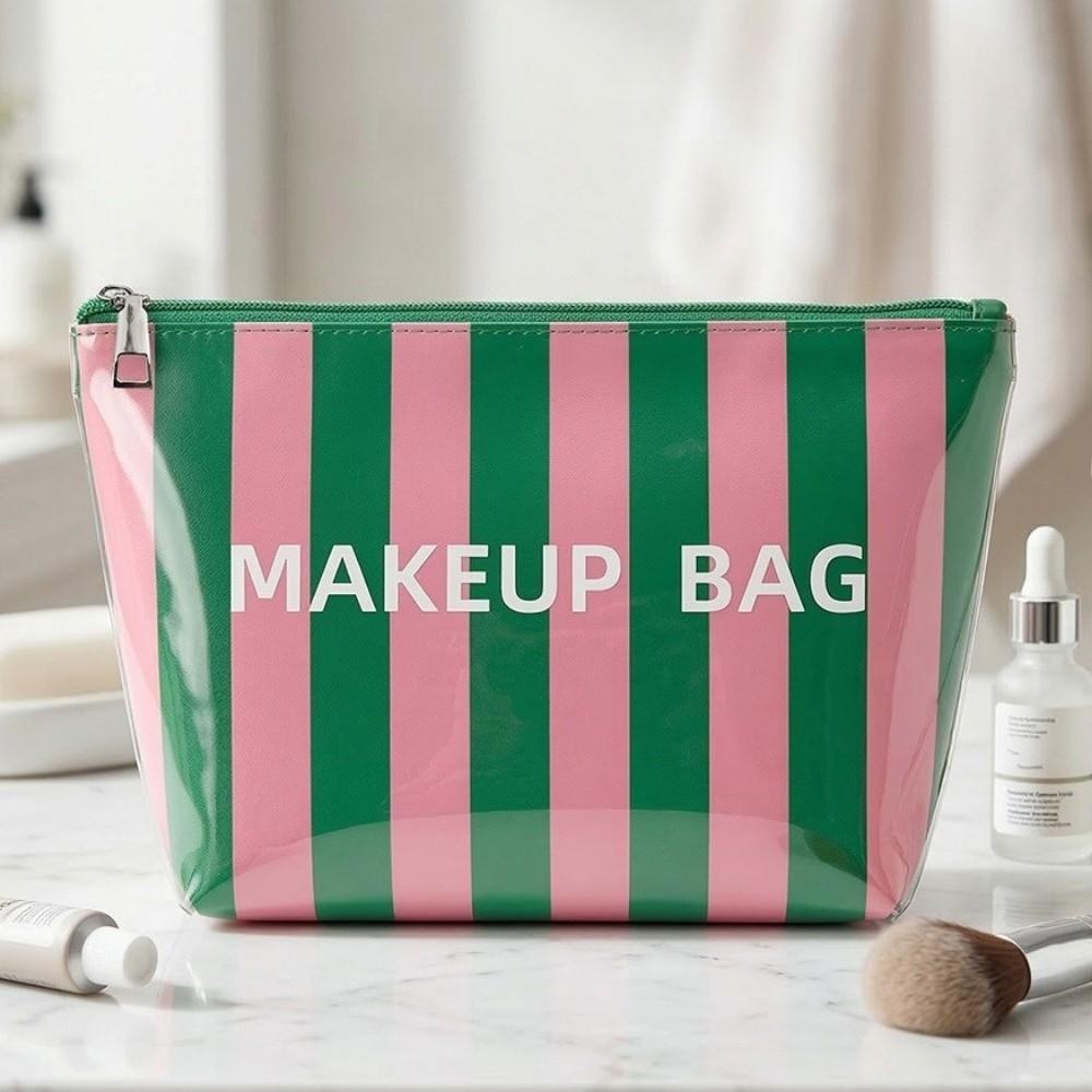 Waterproof Striped Makeup Bag Lightweight Polka Dot Makeup Case PVC Cosmetic Bag Travel