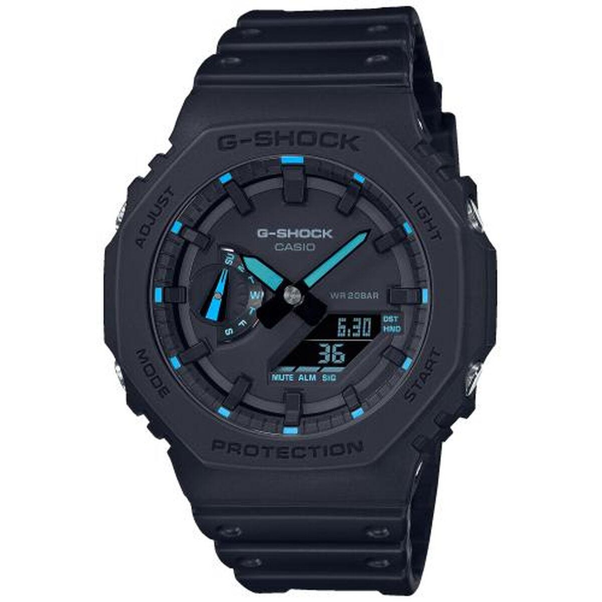 

Мужские часы Casio G-Shock OAK — NEON BLUE INDEX, черные (Ø 45 мм) TU прозрачный