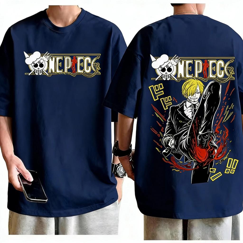 One Piece Sanji "Black Leg" Diable Jambe Graphic T-Shirt, Unisex Oversized Streetwear Casual Cotton T-shirt