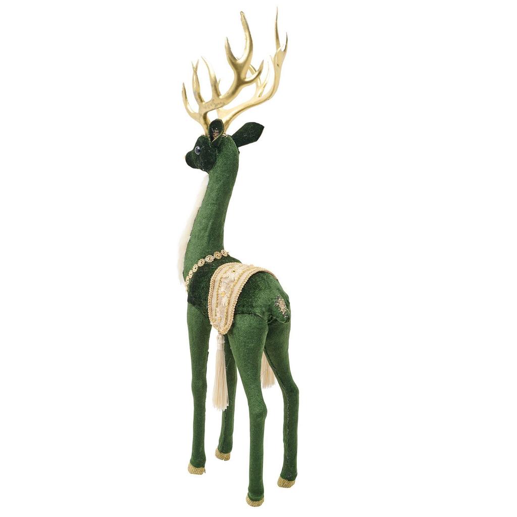 Zelený sametový stojící jelen 54 cm