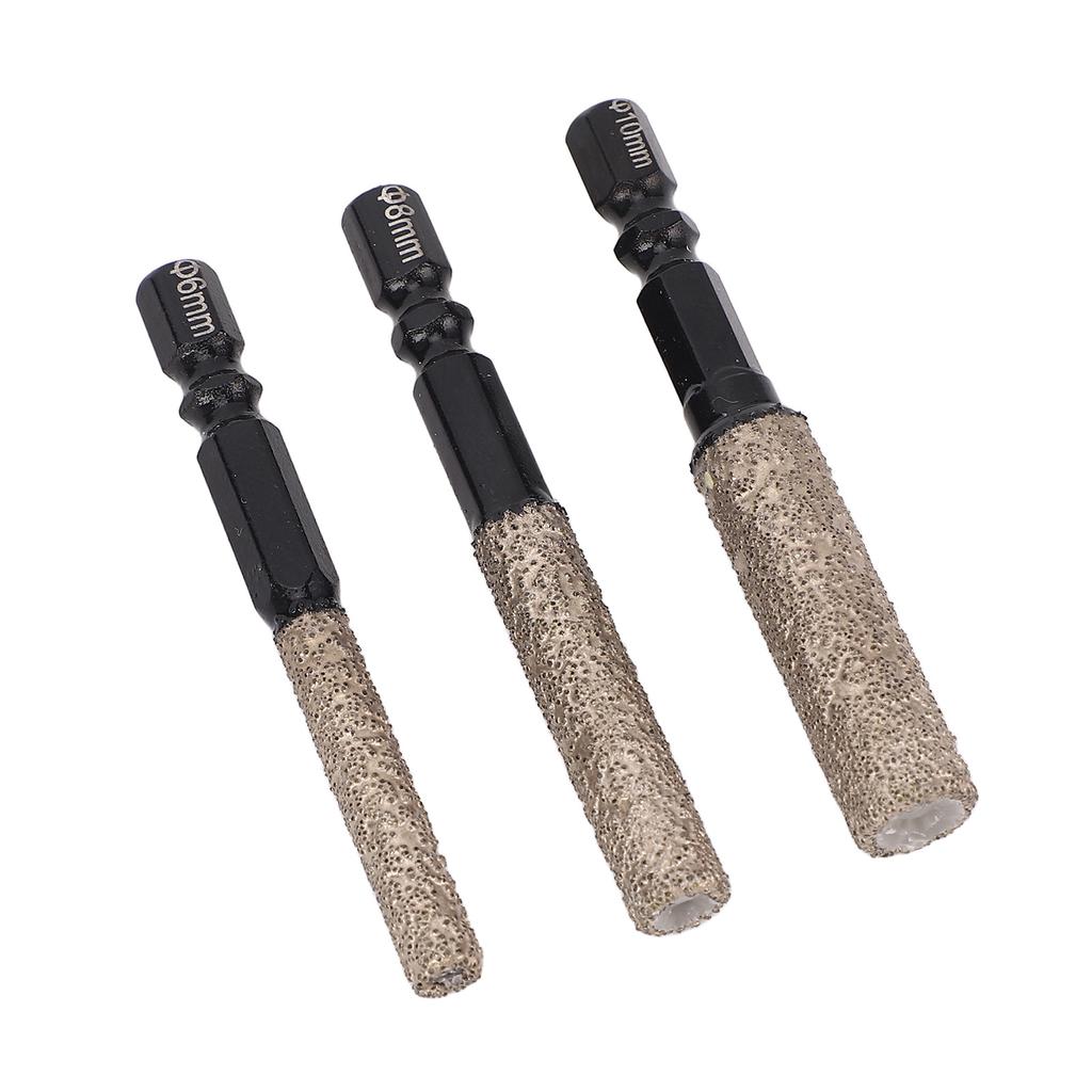 3PCS Set Diamond Drill Bits 2 in 1 Hex Shank Multifunctional 6mm 8mm 10mm Glass Drill Bit for Home Renovation