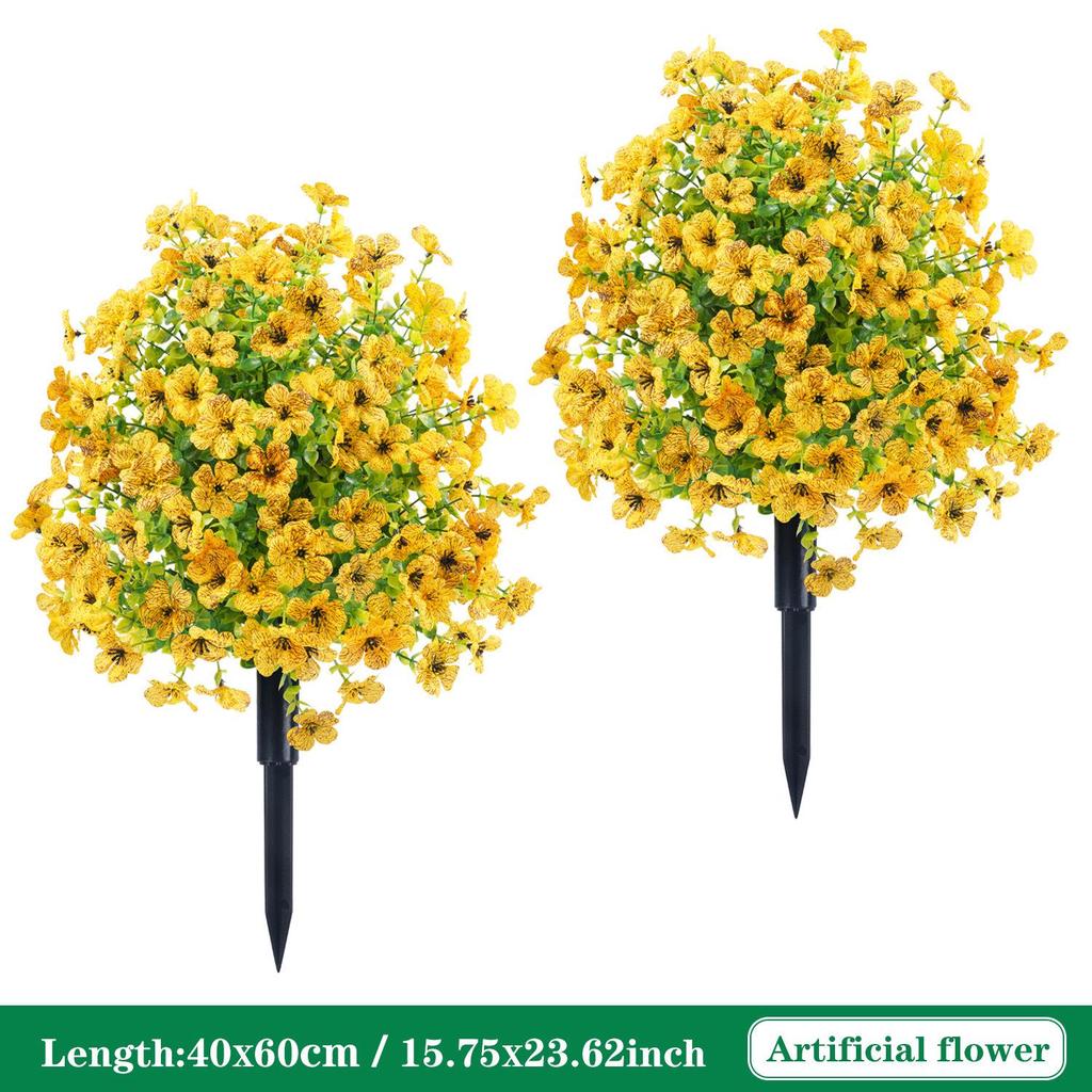 Violet Eucalyptus Garden Stake: Realistic Faux Flower Decoration with Ground Peg