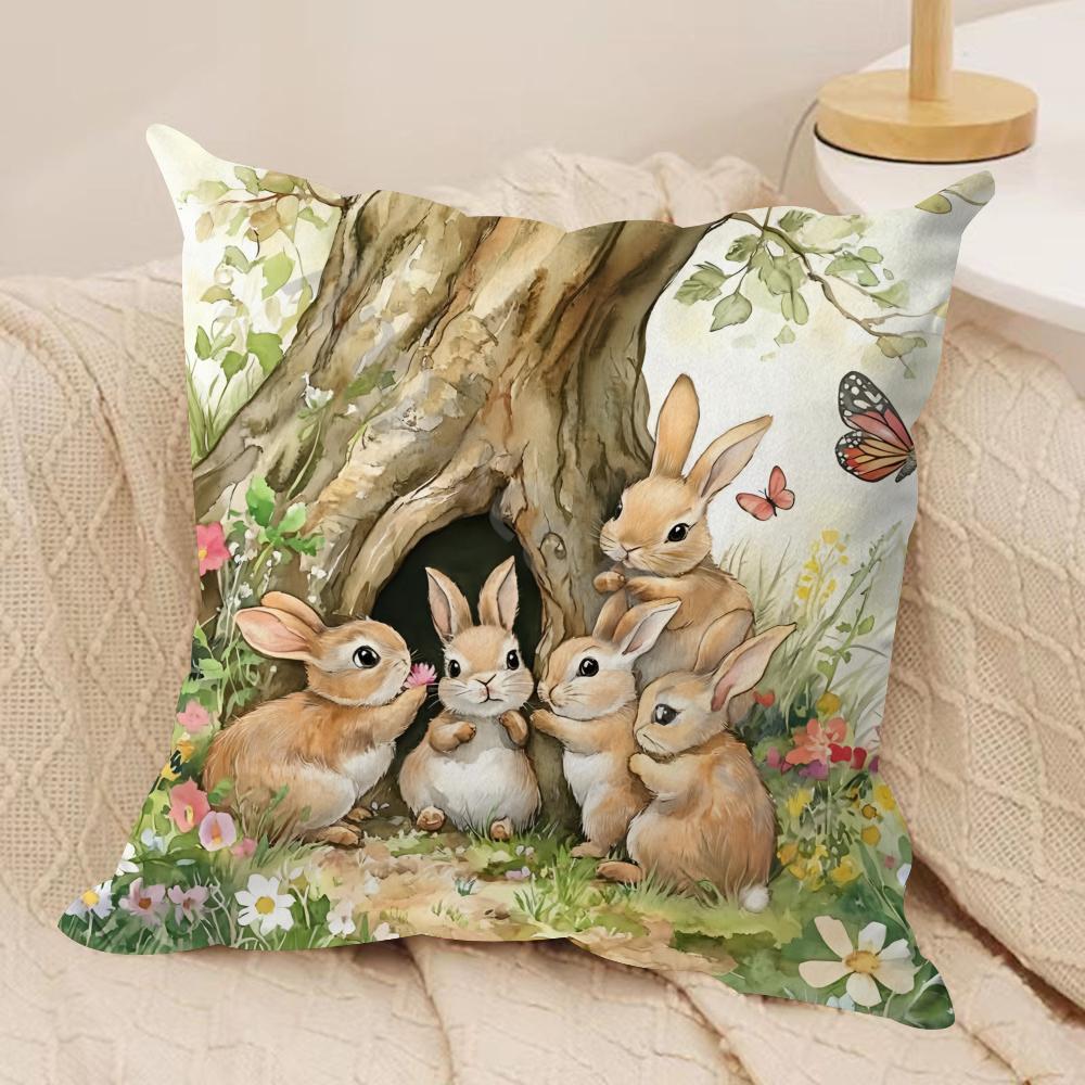 PPeter rrabbit Anime Cushion Cover Silky Short Plush Invisible Zipper Dustproof Sofa Pillow Case for Home Decor
