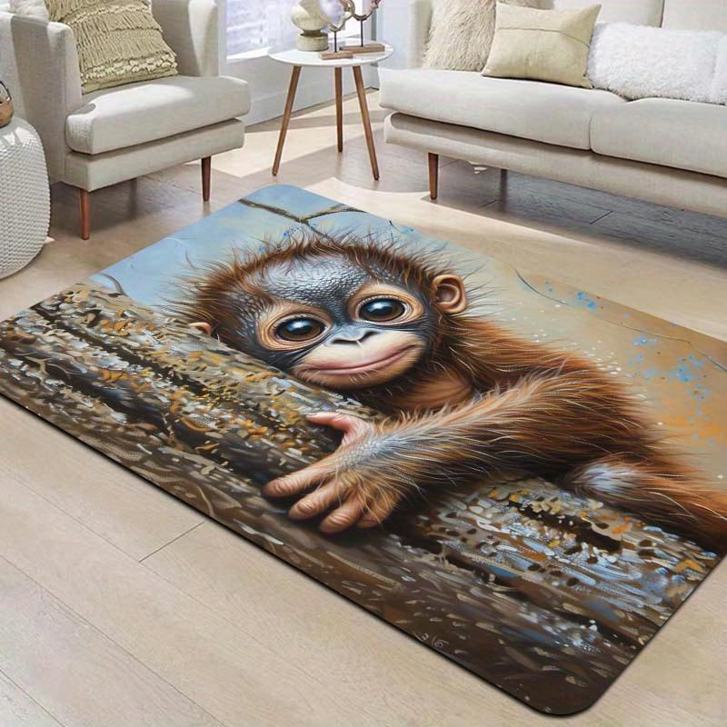 1Pcs Anti Fatigue Kitchen Rugs, Monkey Print Waterproof Non-Slip Thick Cushioned Kitchen Mat Heavy Duty Comfort Standing Mat for Kitchen