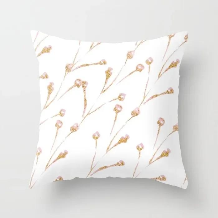 Yellow Plant Flower Decorative Cushion Cover Polyester Throw Pillow Cover Pillowcase For Sofa Home Decor 45X45Cm Fundas De Cojin