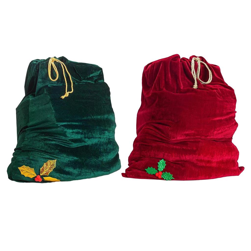 Santa Claus Bag Velvet Christmas Bag Reusable Xmas Decorations Storage Bag