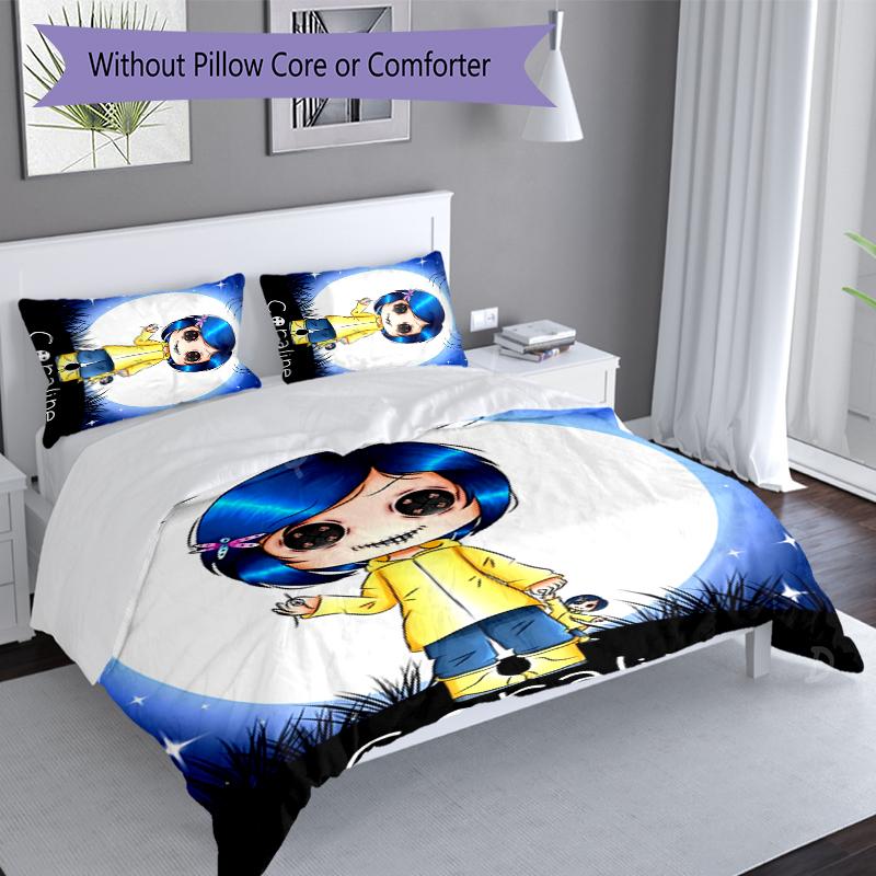 3pcs Coraline Duvet Cover Set, Includes 1 Duvet Cover and 2 Pillowcases,Skin-Friendly&Comfortable Fabric,Suitable Bedding Sets