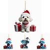Christmas Dog Car Hanging Ornament Acrylic Cartoon Decor For Auto Interior Enhancement