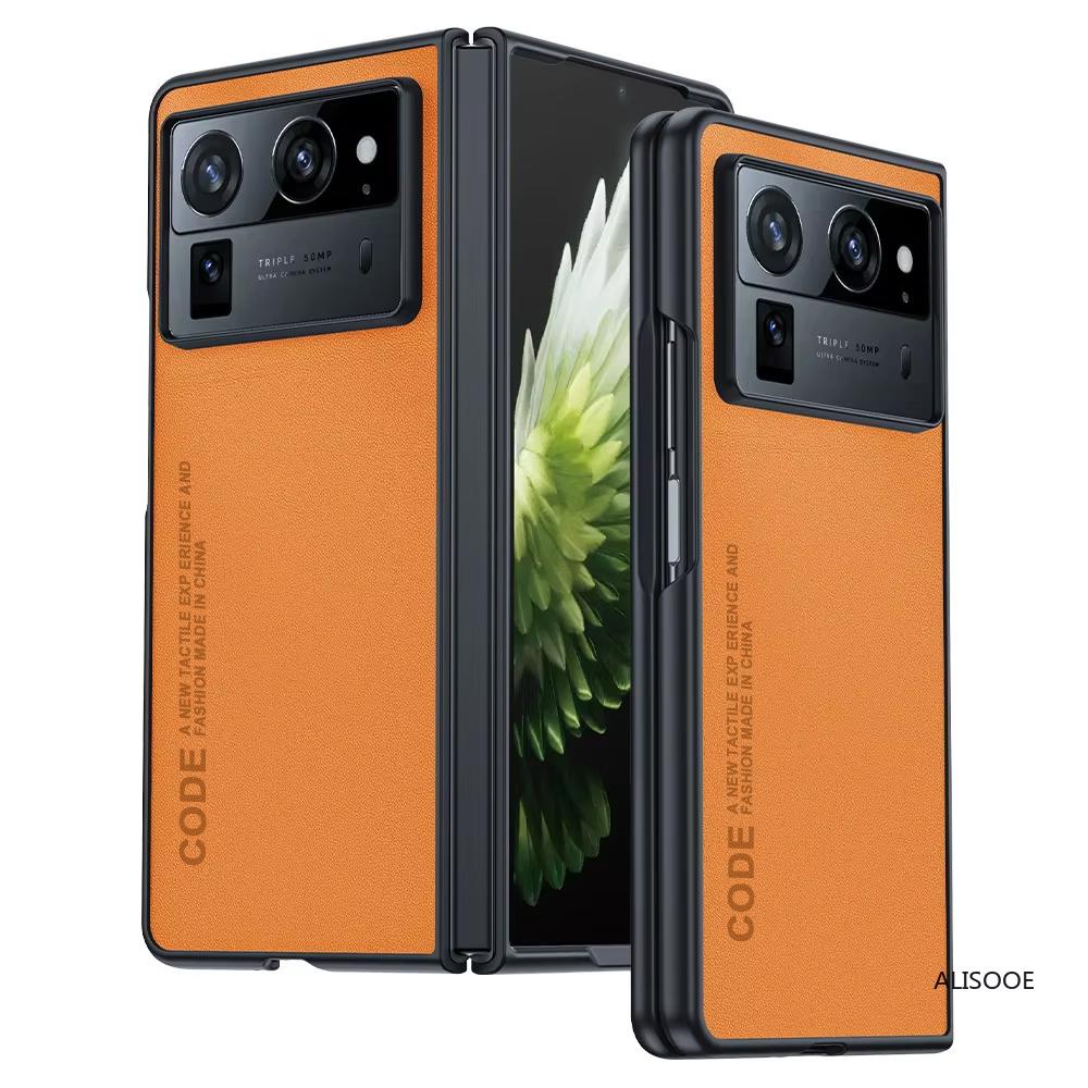

Протиударний чохол для Tecno Phantom V Fold 2 Чохол Текстура вуглецевого волокна PU-шкіра Чохол для телефону для Phantom V Fold2 5G Capa for Phantom V Fold 2 помаранчевий