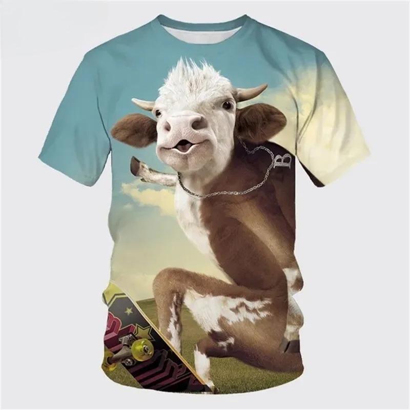 Sommer Mode Kurzarm Tier Kuh Grafik T-Shirts für Kinder 3D Druck Lässig Lustiges T-Shirt Street Outdoor Jungen und Mädchen Tee Tops