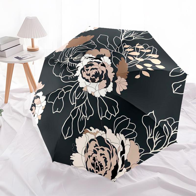 1pc Floral Pattern Design Umbrella with Plastic Handle,Suitable for All Seasons Umbrellaptys26039