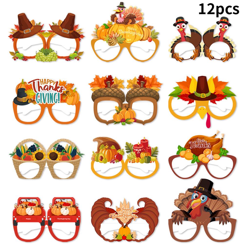 

Thanksgiving Turkey Pumpkin Paper Glasses Photo Booth Props For Kids And Adults Style C