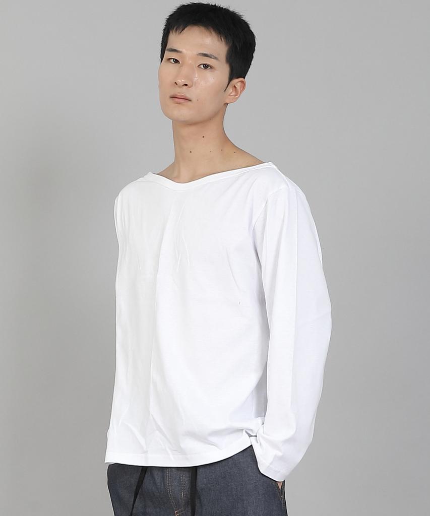 Seinteukeulu Plain Boat Neck 16S Cotton Long Sleeve T-Shirt Pbl-890 White