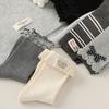 Female Spring and Autumn Sweet Lace Bow Striped Letter Cloth Label Medium Cylinder Pile Pile Socks