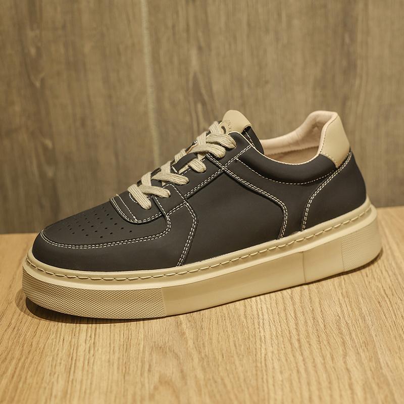 Golden Sapling Spring White Shoes Men Microfiber Leather Thick Soled Casual Sneakers Street Tide Flat Skateboard Shoes