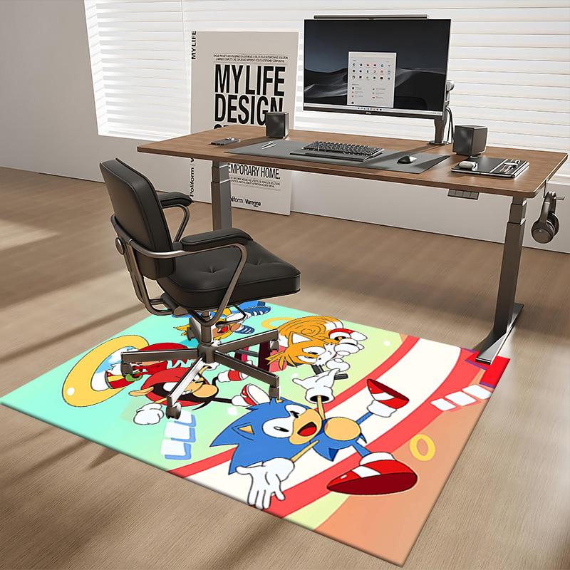 1pc Sonic the Hedgehog Tails Knuckles Echidna Chair Mat, Office Desk Pad - Non-Slip Carpet for Home Decor, Gaming Room, Living Room, Bedroom - Suitabl