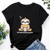 Cartoon Sloth Print Solid T-Shirt Short Sleeve Crew Neck Casual Top For All Season Women's Clothing Street Summer Short Sleeves