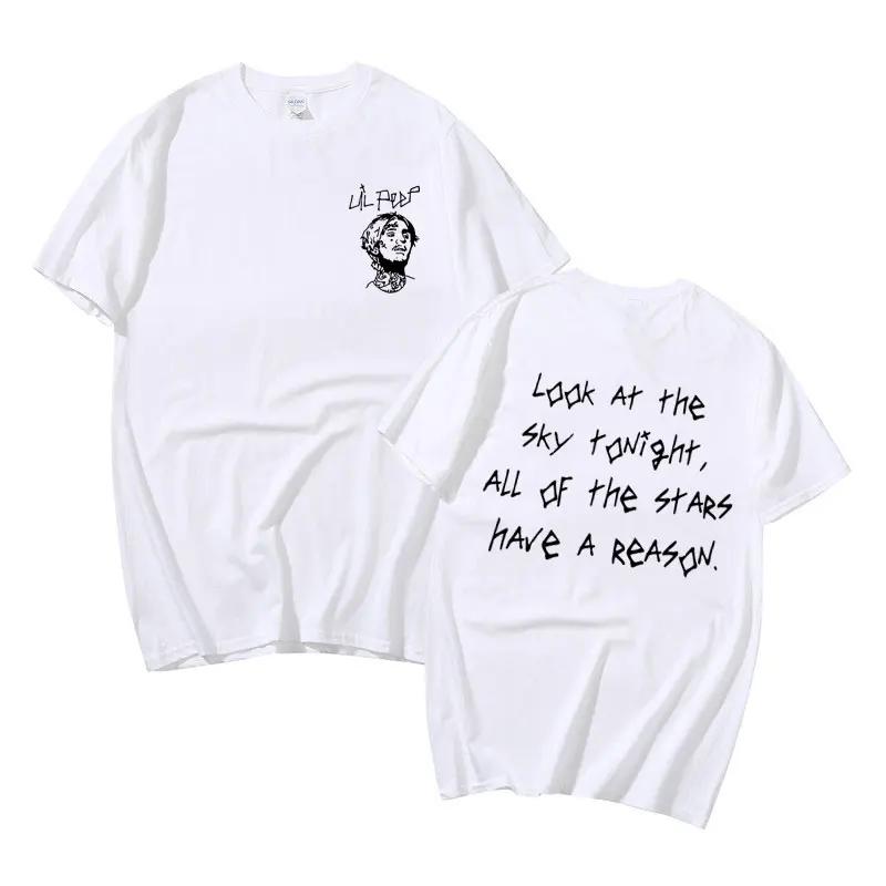Rapper Lil Peep Look At The Sky Tonight All of The Stars Have A Reason Graphic Tshirt Men's Hip Hop Vintage Oversized T-shirts