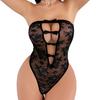 Women’s Sexy Lace Romper Lingerie Hollow Out Design Bodysuit with Bow One-Piece Sleepwear