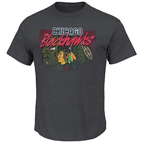Chicago Blackhawks Men s Charcoal Five on Five Hockey Fan Short Sleeve T shirt XL