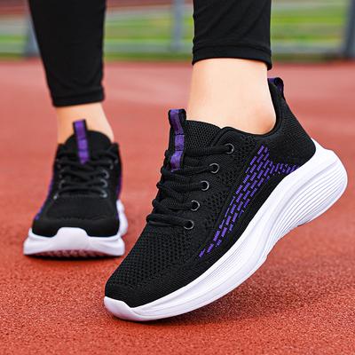 Women's Shoes Retro Simple Casual Sports Shoes Solid Color Thick Sole Soft Sole Light Weight Commuter Outdoor Breathable Mesh Fly Woven Shoes