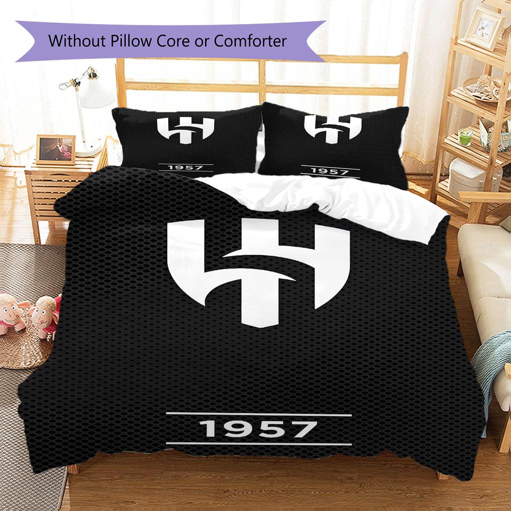 Al-Hilal Saudi FC Pattern Bedding,Quilt Set Quilt Cover Pillowcase Home Birthday Gift(1 * duvet cover + 2 * pillowcase, without core)